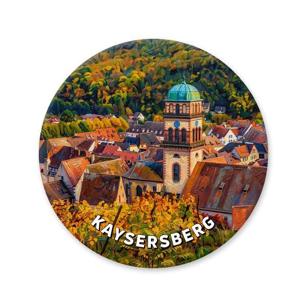 Kaysersberg church tower above the rooftops