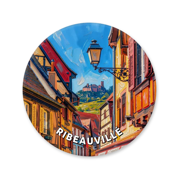 Ribeauvillé street with castle view