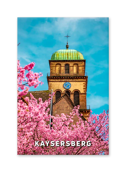Sainte-Croix Church tower in blossom