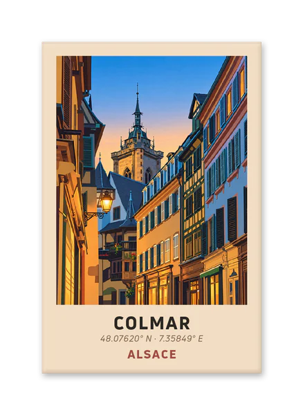 Colmar street at sunset