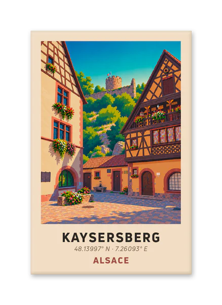 Kaysersberg square with castle view