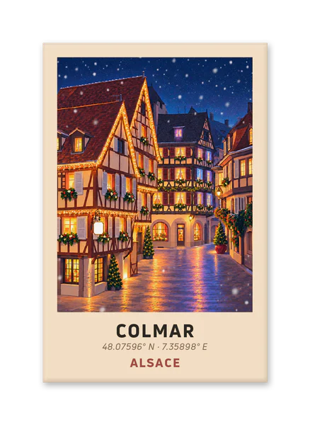Snowy Christmas evening in Colmar