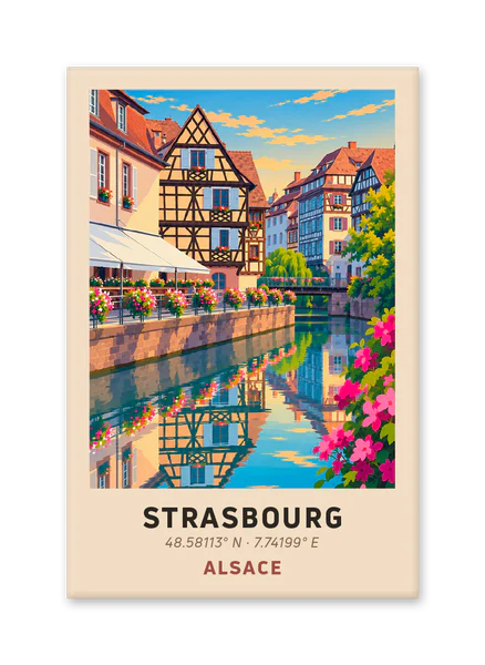 Flower-filled canal in Strasbourg’s Petite France