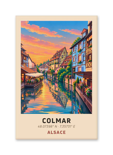 Flowered houses along the canal in Colmar