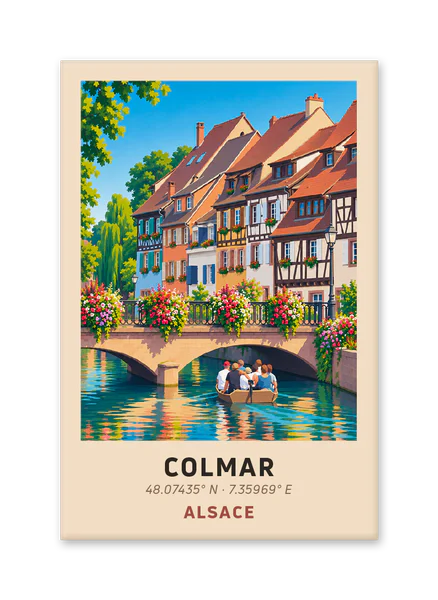Boat ride under a flowered bridge in Colmar