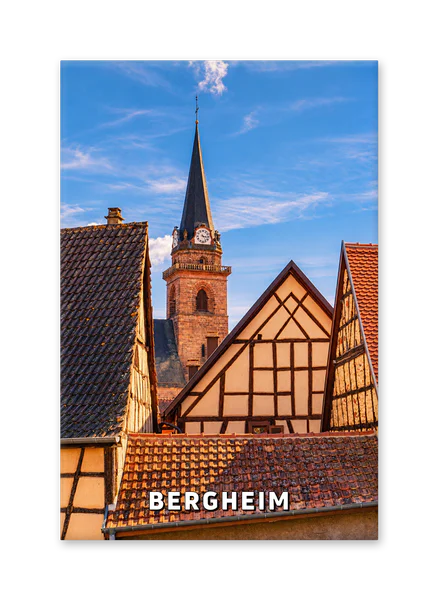 Bergheim’s Church Spire Above Half-Timbered Rooftops