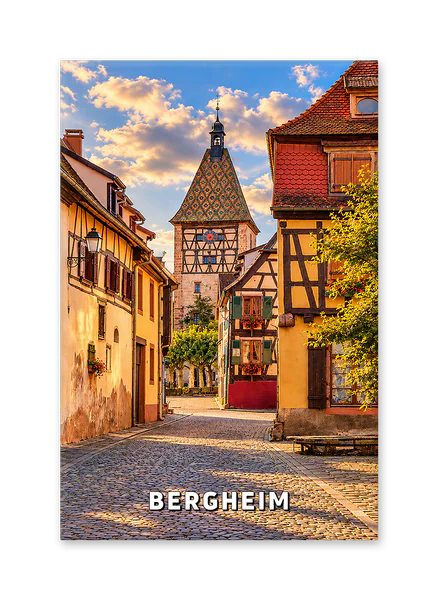 Bergheim’s Porte Haute at the End of a Cobblestone Street