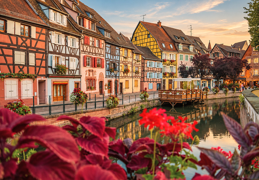 Colourful half-timbered houses along the canal in Petite Venise, Colmar
