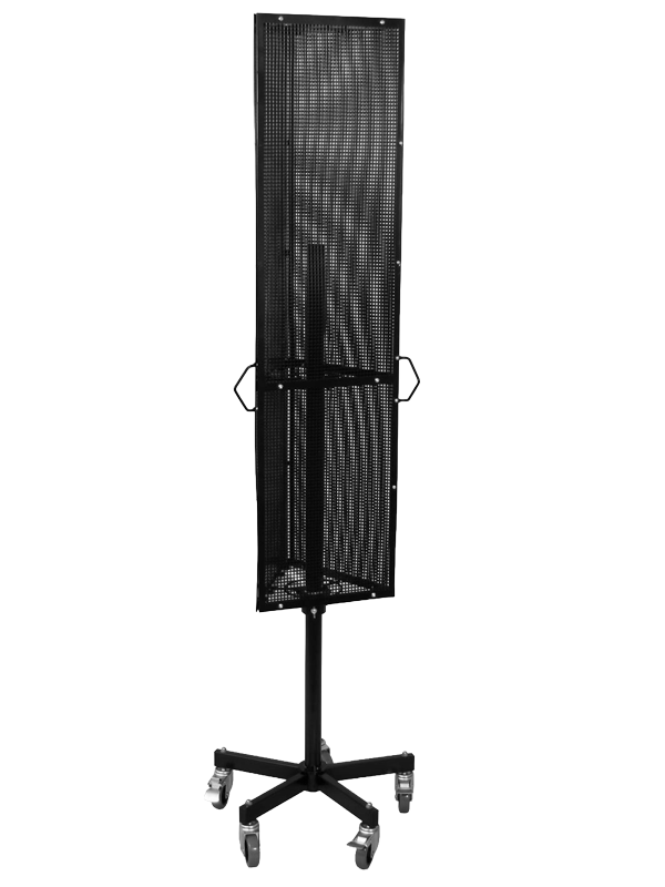 GERSO three-sided rotating display on a wheeled base.