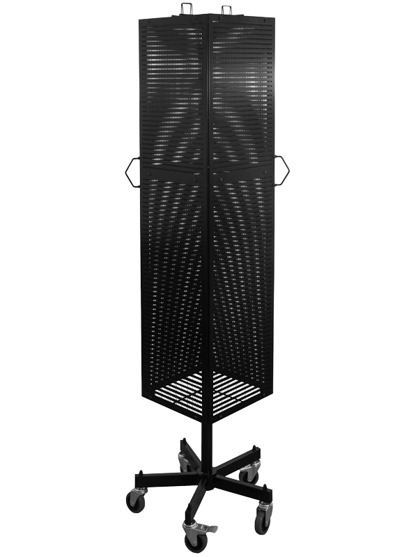 GERSO four-sided rotating display on a wheeled base.
